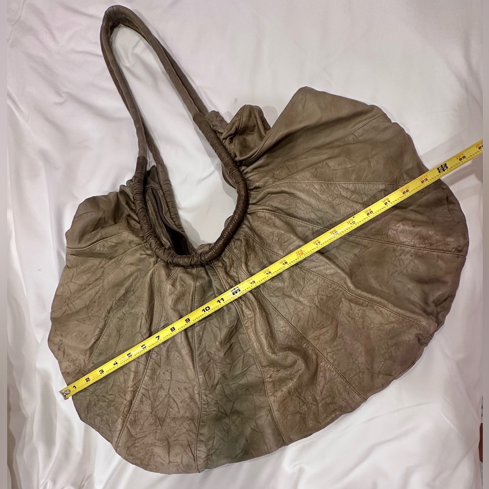 VINTAGE Brio Pinwheel Crinkle Leather Hobo Bag XL Green - Picture 8 of 16